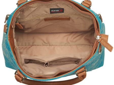 GTM Town Tote Turquoise Leather Cross-Body Bag (GTM51TLDTBLUE)