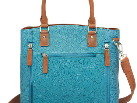 GTM Town Tote Turquoise Leather Cross-Body Bag (GTM51TLDTBLUE)
