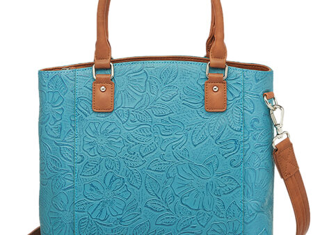 GTM Town Tote Turquoise Leather Cross-Body Bag (GTM51TLDTBLUE)