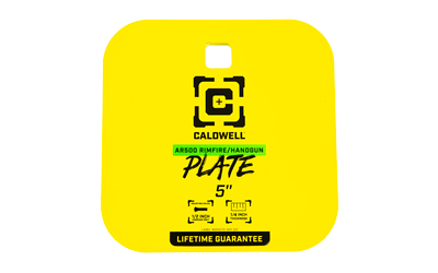 Caldwell AR500 Rimfire/Handgun 1/4in Steel Gong, 5in Square, Yellow (4002311)